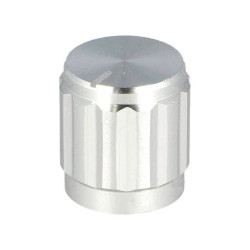 Gałka, oś 6mm, fi15x16mm, aluminiowa srebrna