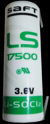 LS-17500CNR Lithium battery, A, 3.6 V, 3.6 Ah, solder lug