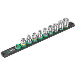Wera 05005450001 Magnetic Socket Rail B Imp 1 Zyklop Socket Set 3/8&quot; Drive, 9 pc