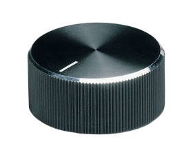Pokrętło potencjometru oś: 6mm średnica: 18.6mm Wałek okrągły Czarny OKW