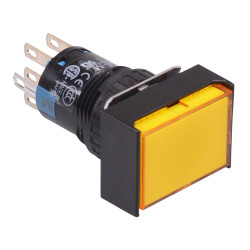 AL6H-A24PYC Yellow 16mm 24V Latching Rectangle illuminated Push Button Switch IP65 DPDT