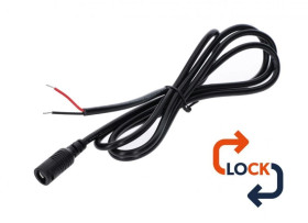 Gniazdo DC 5.5x2.1 przewód czarny 150cm 22awg z blokadą