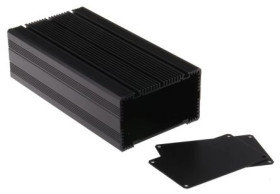 Obudowa radiatora wentylowana, aluminiowa, Czarny, 200 x 105 x 60.5mm, RS PRO