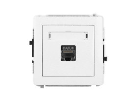 DECO Mechanizm gniazda komputerowego pojedynczego 1xRJ45, kat. 8, ekranowane, 8-stykowy biały mat 25DGK-11 KARLIK