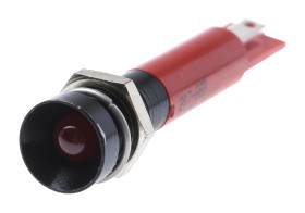 Lampka kontrolna do montażu panelowego 24V dc, czerwona 8mm Dioda LED migająca Końcówka lutownicza RS PRO