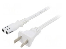 SN36-2/18/1.8WH Kabel: 2x18AWG, IEC C7 żeński,NEMA 1-15 (A) wtyk, 1,8m, 7A