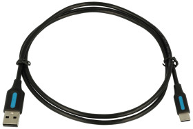 Kabel; USB; COKBF; wtyk USB-A 2.0; wtyk USB-C 2.0; 1m; czarny; okrągły; PVC; VENTION; RoHS