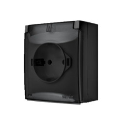 Simon Aquaclick Gniazdo IP44, Schuko, pojedyncze, szybkozłącza, klapka transparentna czarny ACGSZ1C/49A