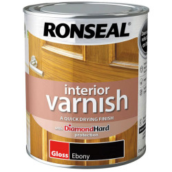 Ronseal 39420 Interior Varnish Quick Dry Gloss Ebony 750ml