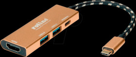 12.02.1119 USB 3.0 hub 4 port, USB-C to 2x USB-A, 1x HDMI, 1x PD