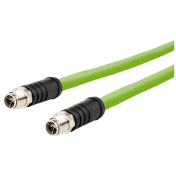 Metz Connect 142M6X11010 M12 Network Cable CAT 6A SF/UTP 1m Green PUR Jacket