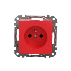 Gniazdo zasilające 2P+PE z przesłonami torów prądowych, czerwone, Sedna Design i Elements SDD115011