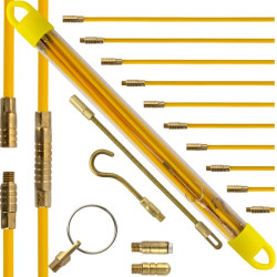 Zestaw skręcanych prętów z włókna szklanego do przeciągania kabli fi:4mm 10x 0,33m z zestawem 5 końcówek NEKU
