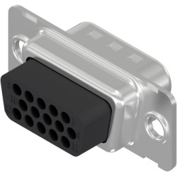D-Sub plug, 15 pole, high density, equipped, straight, crimp connection, 163X10169X