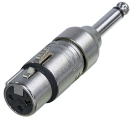 Adapter, XLR socket 3 pole to 6.35 mm jack plug 2 pole, silver, NA2FP
