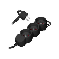 Przedłużacz 3gn 3m z uz. czarny płaska wtyczka ORNO