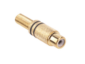 Gniazdo RCA złote 2 paski na kabel czarne