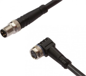VK500F70, Kabel przyłączeniowy, 5m, M8 żeński 3pin kątowy, M8 męski 3pin prosty, 3x0,34mm², PUR, 60V, IP67