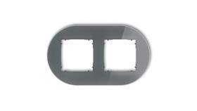 Icon Ramka Uniwersalna Podwójna Okrągła - Efekt Szkła (Ramka: Grafitowa Spód:...