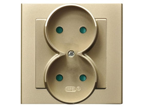 SONATA Gniazdo podwójne bez uziemienia IP20 z przesłonami z ramką szampański złoty GP-2RP/39 OSPEL