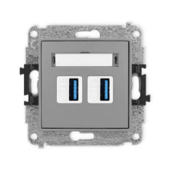 ICON Mechanizm gniazda podwójnego 2xUSB A-A 3.0 szary mat 27IGUSB-6