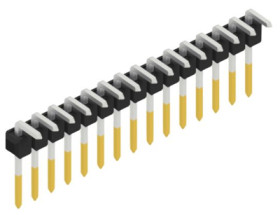 Pin header, 15 pole, pitch 2.54 mm, angled, black, 10052956