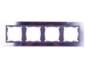 Simon 82 Ramka poczwórna pozioma metalowa stal inox/ ramka pośrednia grafitowa 82847-37