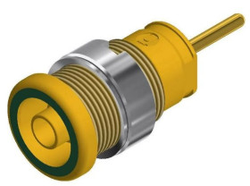 Złącze bananowe Żeński Połączenie lutowane Zielony/żółty 24A Hirschmann Test & Measurement rozmiar 4 mm