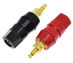 GNIAZDO BANANOWE GŁOŚNIKOWE POZŁACANE (KOMPLET CZERWONE + CZARNE) (ZLBAN RBGOLD)