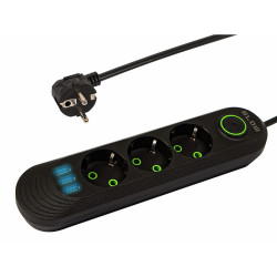Listwa Zasilająca 3m 3-Gniazda PS-330 Czarna, 3 Gniazda USB, Wyłącznik