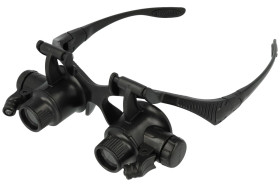 Lupa; z podświetleniem; A-M-548; x25; x20; x15; x10; wymienne soczewki; czarny