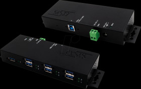 EX-1517HMVS USB 3.0 7-port industrial hub, 15kV EDS, DIN rail