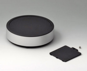 Aluminum enclosure, (Ø x H) 140 x 40 mm, black (RAL 9005), IP40, ER143059