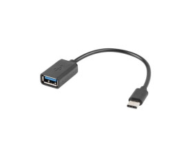 Adapter USB-C - USB-A 2.0 0,15m OTG czarny LANBERG