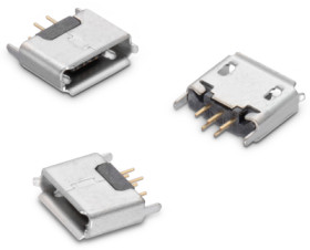 USB-Micro-A/B socket, 5 pole, USB 2.0, solder connection, 614105150621