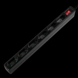 LPS232B Socket outlet 6-way with switch, slim, 1.5m, black