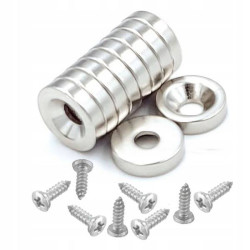10szt. MAGNES NEODYMOWY 12X3MM OKRĄGŁY POD WKRĘT + ZESTAW WKRĘTÓW UNIWERSALNYCH N38