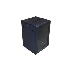 Szafa Rack 19" wisząca ZETA 18U|600x600 RAL9004 Szkło, do zmontowania