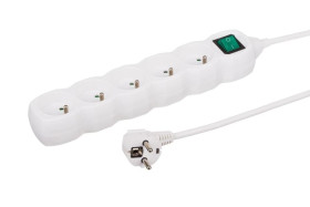Przedłużacz 5-gniazdowy, 1,5m, biały, z wyłącznikiem, 3x1,0mm OWY / 35515