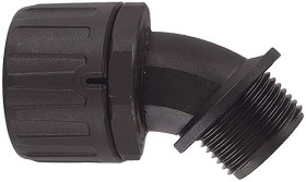 Łącznik do kanałów kablowych Flexicon gwint M20 21mm Kolanko 45° Nylon 66 IP66 Czarny