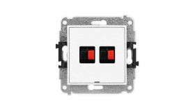 Mini Mechanizm Gniazda Głośnikowego Podwójnego, Bez Pola Opisowego Biały Mat...