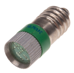 Lampka kontrolna Zielony 24V ac/dc E10 LED średnica 10mm długość 28mm