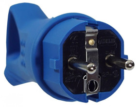 Wtyczka gumowa16A 230V IP44 z uchwytem niebieska AEI602297-B