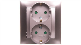 Impresja Gniazdo Podwójne Z/U Schuko Z Przesłonami Tytan Gp-2Ysp/23