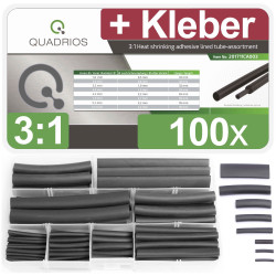 Quadrios 201711CA003 Heatshrink Set Black 3:1 Ratio 100 pcs Adhesive
