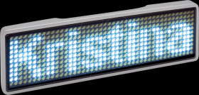 125908 LED Name Tag, 11x44 pixels, USB, silver frame, white LED