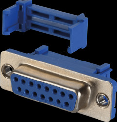 D-SUB female connector, 15-pin, ribbon cable, with insulator