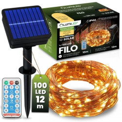 Girlanda Solarna Ogrodowa 100x LED Ozdobne Druciki 12m 3000K Ciepła + PILOT FILO LUMILED