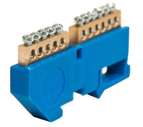 Listwa zaciskowa zerowa 5 x 10mm2 + 6 x 10mm2 niebieska TH 35-5B/N