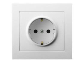 KIER Gniazdo pojedyncze z uziemieniem schuko biały GP-1WS/00 OSPEL